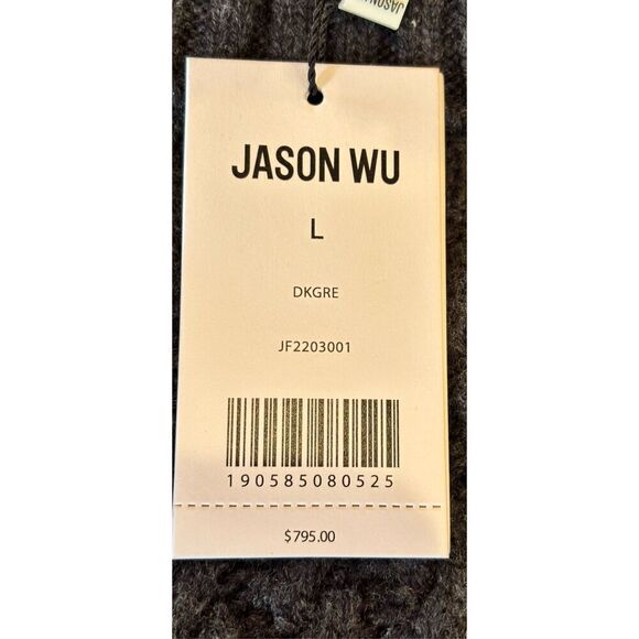 JASON WU Fringe Wool Turtleneck Sweater in Grey NWT Size Large - Picture 10 of 11